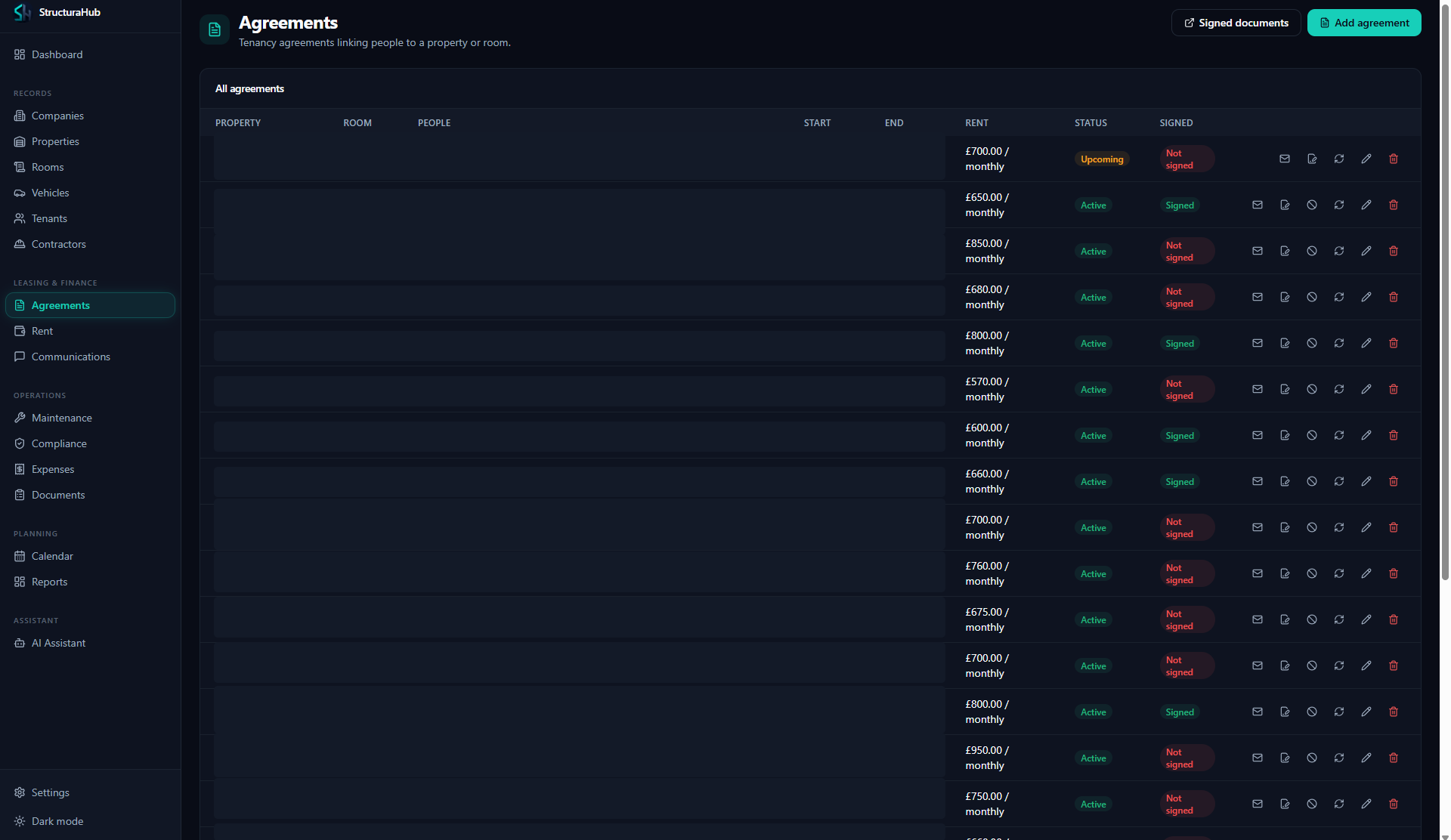 StructuraHub interface